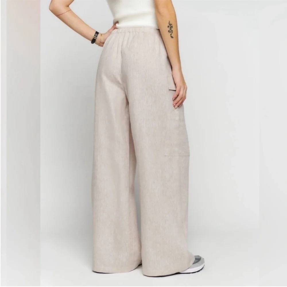 Reformation Ethan Linen Pant in Oatmeal